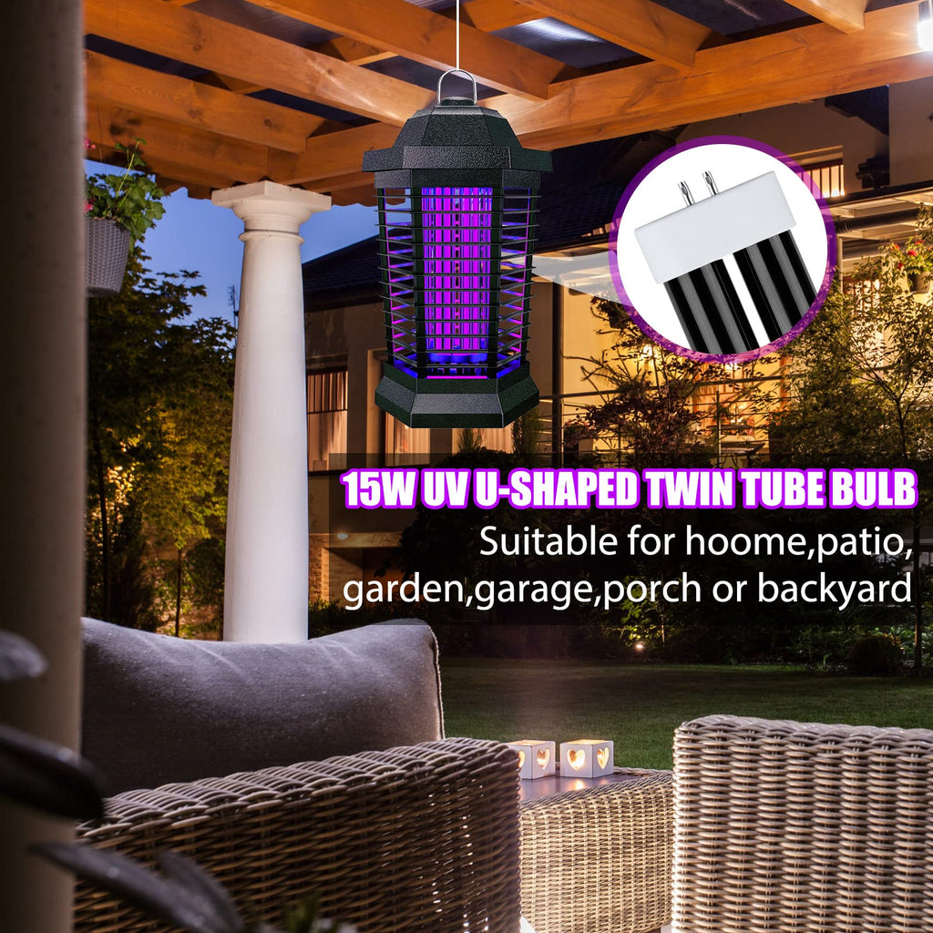 Zapper Light Bug Zapper Replacement Bulbs Insect Attracting Lamp FUL15W BL U Shaped Twin Tube Fluorescent UV Lamp 7.56 x 1.80 x 0.93 inch (Black,2 Pieces)