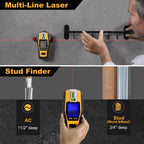 PREXISO 2-in-1 Stud Finder with Laser Level, Rechargeable Multi Surface Cross Line Laser & Wall Stud Scanners Tool for Hanging Frames & Picture, Wood Ac Wire Metal Studs Joist Pipe Detection