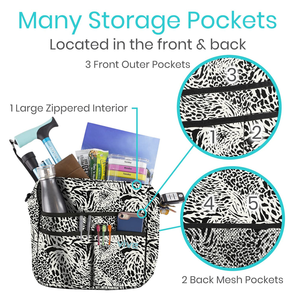 Vive Rollator Bag - Universal Travel Tote for Carrying Accessories on Wheelchair, Rolling Walkers, Transport Chairs, Mobility Scooters - Lightweight Handicap Medical Mobility Aid - for Women, Seniors