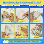 Kssiaz DIY Vase Mosaic Painting Kit, DIY Mosaic Arts and Craft Kits with Vase Flower Mosaic Accessories, Handmade Sticker Painting Gem Art Kit for Kids Christmas Room Decor
