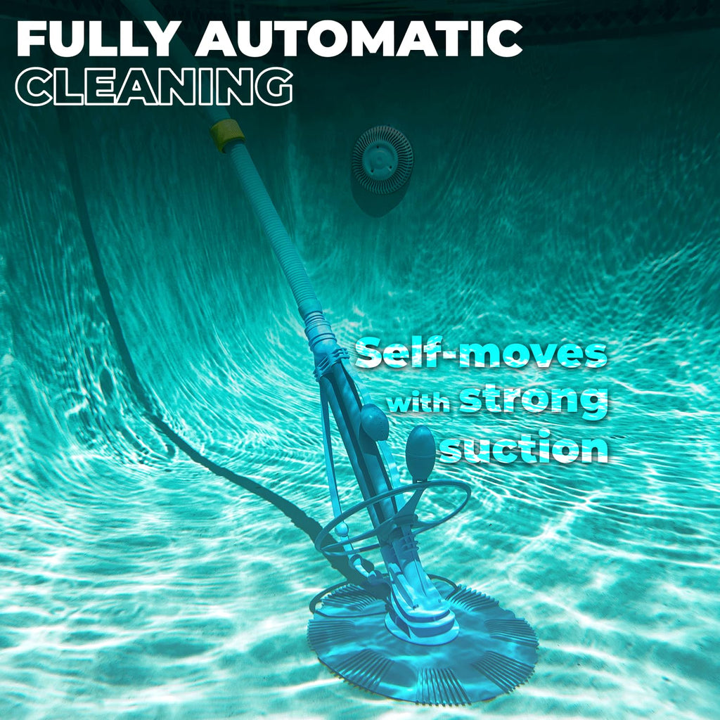 XtremepowerUS Automatic Pool Cleaner Sweeper Vacuum Pool Cleaner Sweep High Flow Side Suction Wall Climb In-Ground/Above Ground Swimming Pool with Hose Suction Set (Blue)