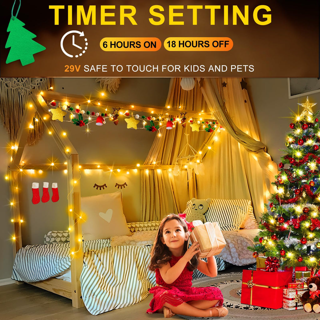 KNONEW 2-Pack Christmas String Lights Indoor Plug in, Total 120FT 360LED Warm White Outdoor Waterproof Fairy Lights,8 Lighting Modes,Timer Memory Function for Bedroom Patio Balcony Party