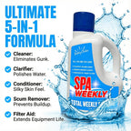 5-in-1 Hot Tub Chemicals – Spa Weekly Enzyme Cleaner & Clarifier, Scum Line Cleaner, Filter Protector + Water Conditioner, Clear Finish for Spas & Inflatable Tubs, 3 Liter (101.5 fl oz) – BubbyShine