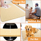 Shower Mats Non Slip for Elderly, 24x32’’Lager Loofah Non Slip Shower Mat, Loofah Bath Mats for Shower, Non Slip Bath/Shower Mat for Elderly-Beige