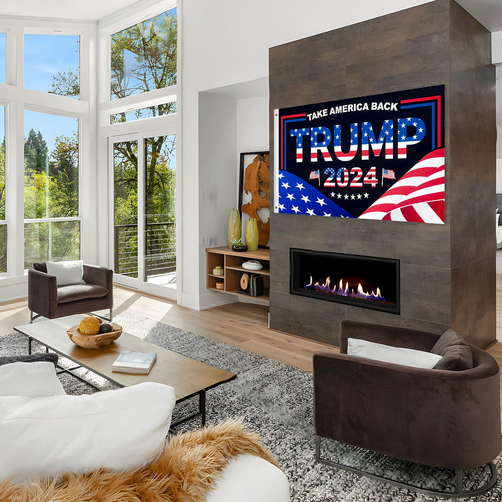 Trump 2024 Flag 3x5 FT President Trump Flag Take America Back Banner Indoor Outdoor 1 Ply With Vivid Patriotic Colors Design UV & Fade Resistant 2 Brass Grommets
