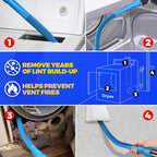 Dryer Vent Cleaner Kit Dryer Lint Vacuum Attachment Brush, Lint Remover, Dryer Vent Vacuum Hose Replacement Parts,Duct Cleaning,Blue