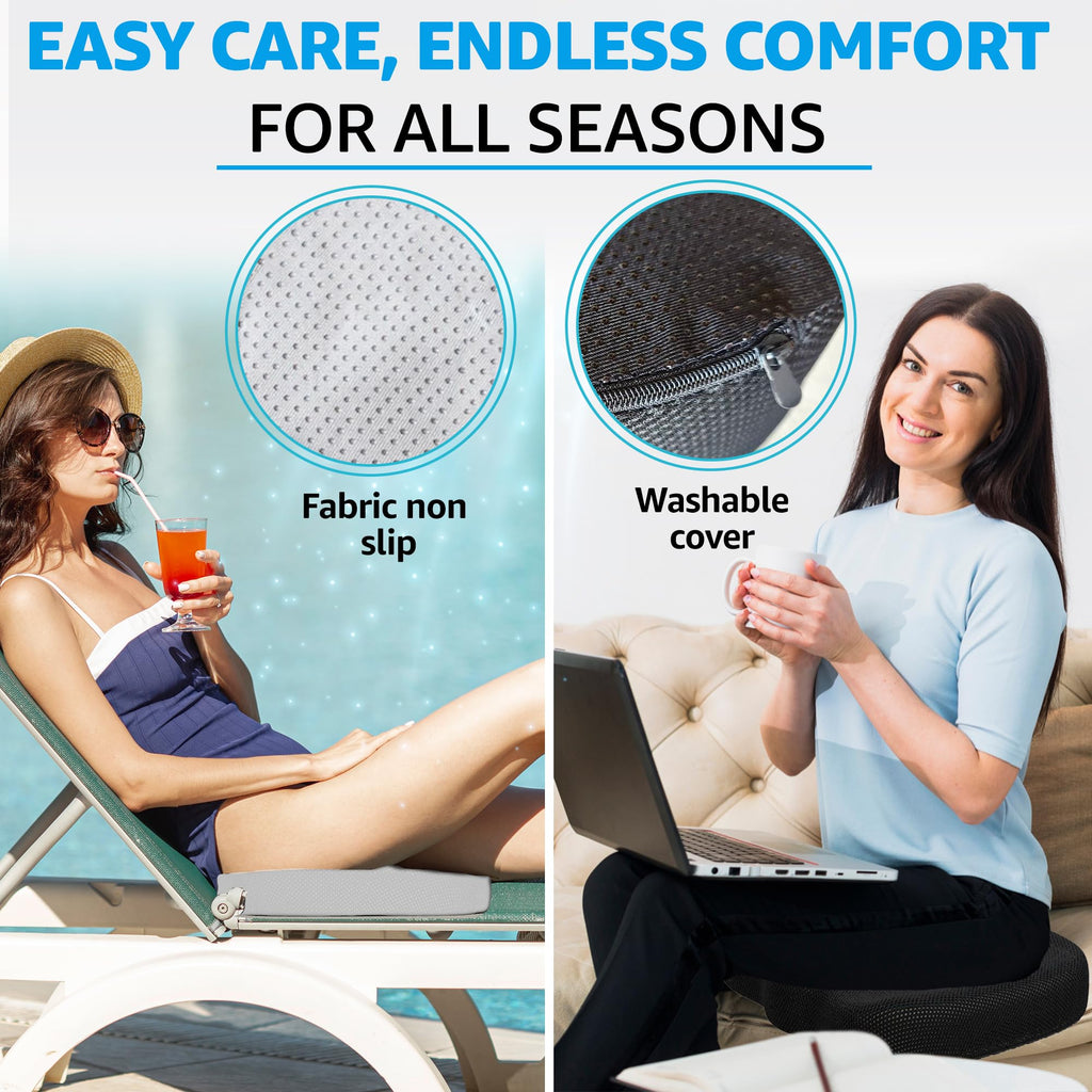 Pushmell Memory Foam Seat Cushion for Enhanced Comfort - Pillow Cushion with Cooling Gel, Extra Mesh Cover