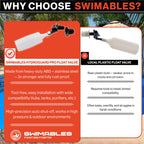 Swimables 3/8" and 1/2" Pool Auto Fill Float Valve Replacement | Includes Adapter From 3/8 Inch to 1/2 Inch | Compatible with Most Water Float Valve For Water Tank and Pool Water Leveler Auto Fill