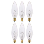 KOR (Pack of 6) Clear European Base (E14) Torpedo Tip 120V Chandelier Bulbs - Straight Tip (25)