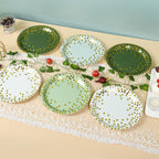 AimFun Sage Green Paper Plates Gradient Green and Gold Party Plates Disposable 9 Inch Bridal Baby Shower Round Dinner Plates for Birthday Wedding Party Supplies (48, Sage Green)
