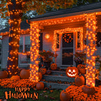JMEXSUSS 250 LED Halloween String Lights, 91.5ft Orange Halloween Lights Outdoor Waterproof, 8 Lighting Modes Connectable Halloween Tree Lights for Yard Patio Party Halloween Christmas Decorations