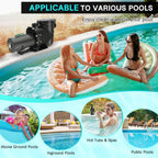 Oswerpon Pool Pump Above Ground/Inground, 1.5 HP 6600GPH Powerful Selfpriming Pool Pumps for 15,000-31,000 Gallons Pools, Dual Voltage Swimming Pool Pump with Strainer Basket & Drain Plug