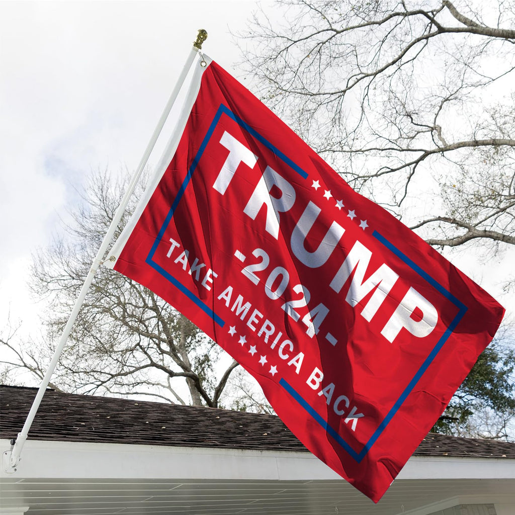 Donald Trump 2024 Flag 3x5 Take America Back Red Double Sided 200D Polyester with Durable Canvas Header and 2 Brass Grommets for Indoor Outdoor