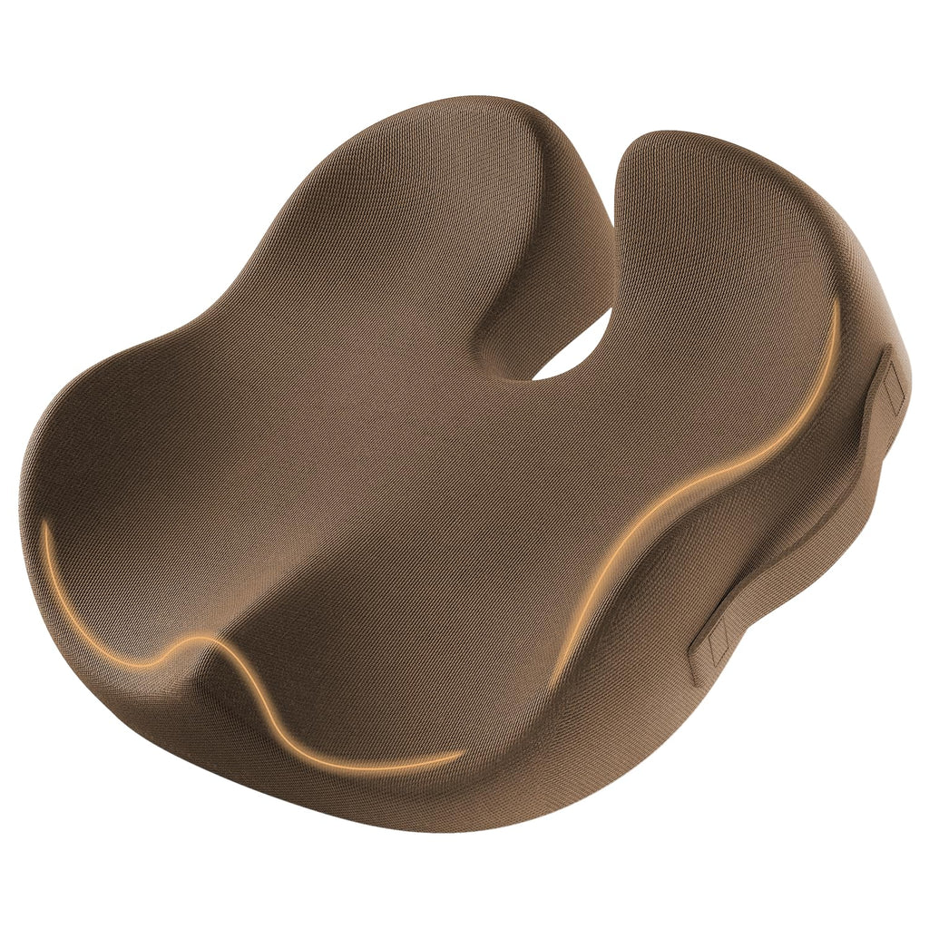 ProtoArc Seat Cushion for Tailbone Pain Relief, Office Chair Cushion, Coccyx Cushion, Ergonomic Memory Foam Seat Cushion for Home, Car, Pressure Relief Pad for Hip, Coccyx, All Day Comfort - Coffee