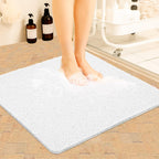 Joyhalo Shower Mats for Showers Anti Slip for Elderly, 17'' x 24'' Non Slip Bath Mat for Inside Shower, Bath Tub Mats for Bathroom Non Slip for Shower, PVC Loofah Bathroom Mats, White