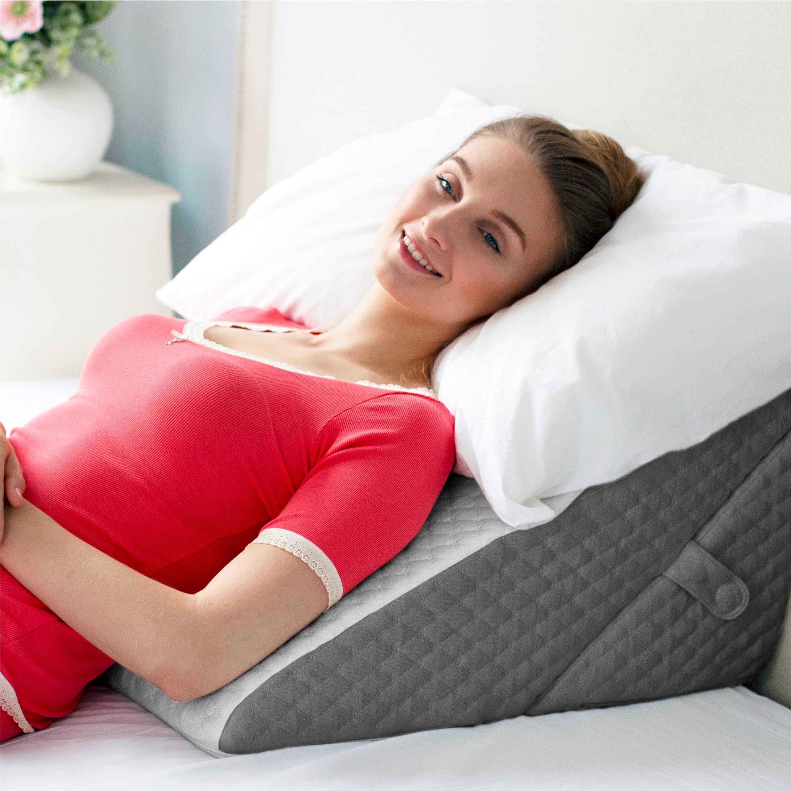 Adjustable Bed Wedge Pillow for Sleeping - Wedge Pillow for Sleep Apnea, Gerd, Acid Reflux Relief, Post Surgery - Foam Wedge Pillow for Back Pain Relief, Sleep Apnea Pillow Wedge or for Seniors