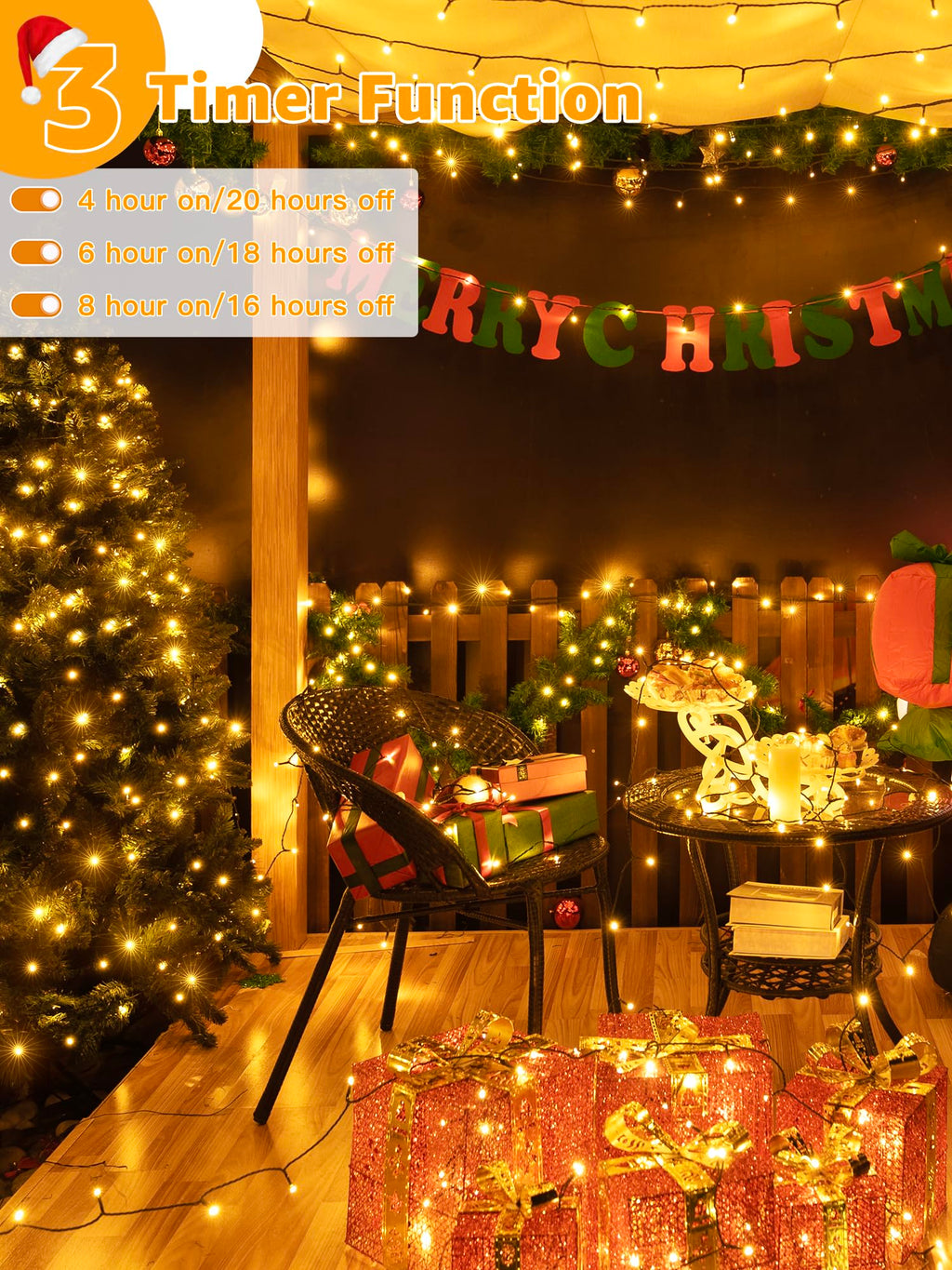 BrightChristmas 1000 LED 328 FT Christmas Lights, Waterproof Outdoor String Lights with Remote and Timer, Christmas Tree Lights with 8 Modes Dimmable, Fairy Lights for Holiday Decor (Warm White)