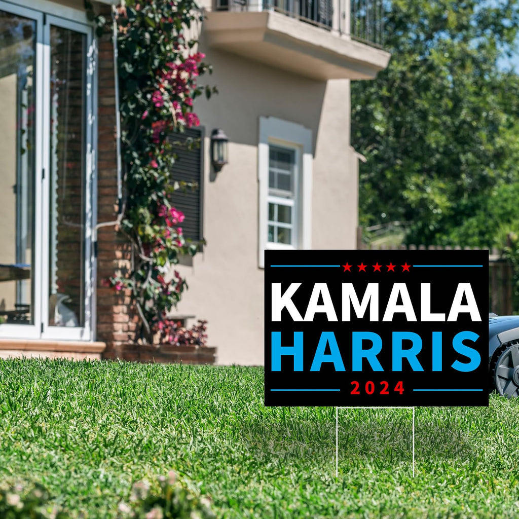 Probsin Kamala Harris 2024 Yard Sign Double Sided 12" x 17" Signs Voted for Kamala Harris President Election Outdoor Decorations for Indoor Outdoor Lawn, Garden, Window, Party Supplies (Black)
