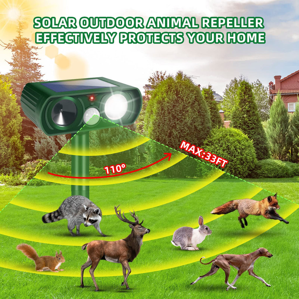 2024 Upgraded Ultrasonic Animal Repellent,Cat Repellent Outdoor Solar Animal Repeller with Motion Sensor Strobe Light Deer Repellent Raccoon Repellent Coyote Deterrent Skunk Repellent for Yard,2 Pack
