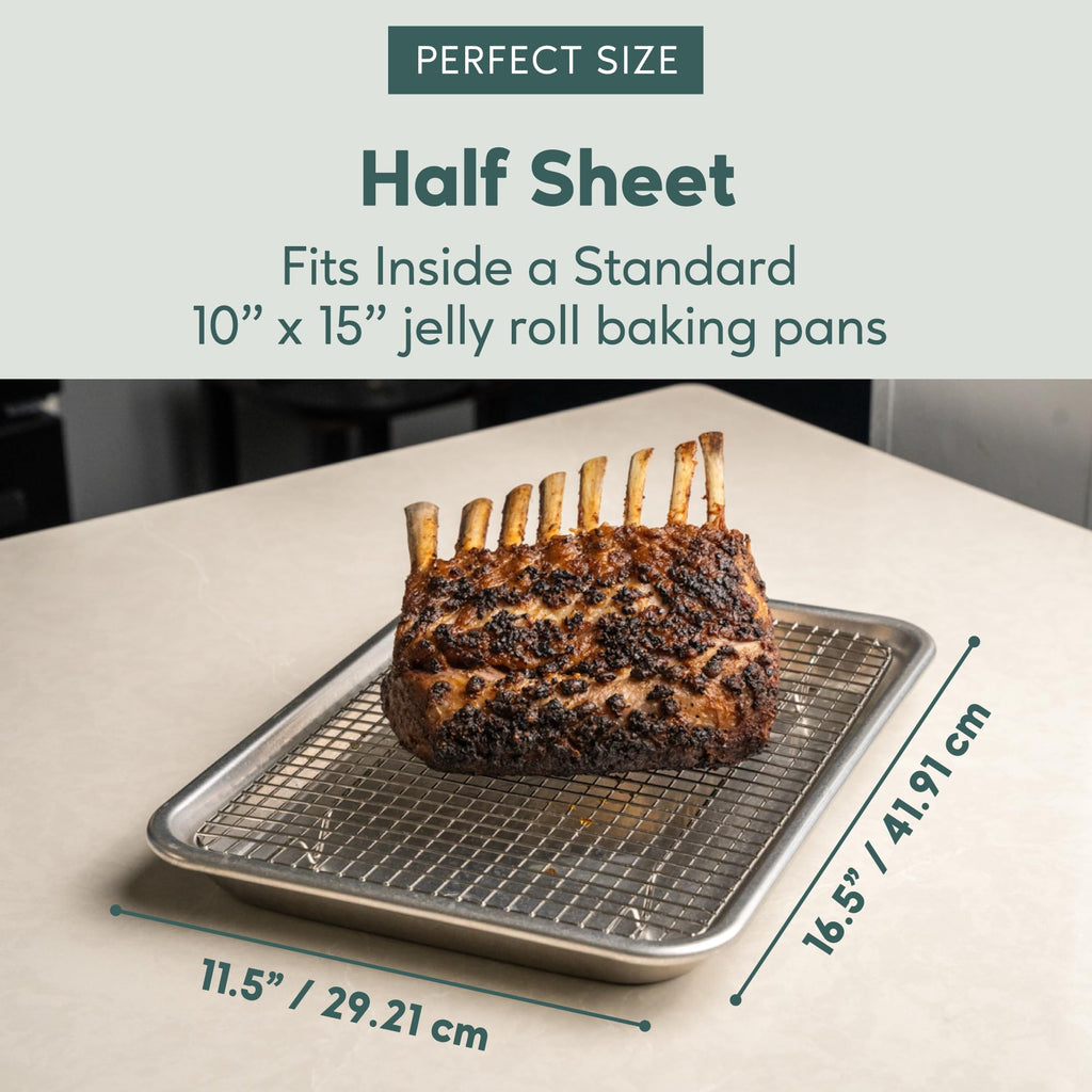 Ultra Cuisine Stainless Steel Baking Rack - 10x14.75 inch Jelly Roll Pan Wire - Oven Grill Sheet Pan - Oven Safe - Dishwasher Safe - Heavy Duty Wire Cooling Rack for Cooking Baking and Roasting