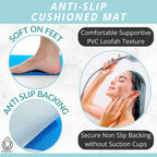 Anti Slip Shower Mat Square - Non Slip Shower Mats for Inside Shower - 24x24 Shower Floor Mat Non Slip - Square Bath Mat for Shower - Soft Secure Loofah Shower Mat Without Suction Cups (24x24 Blue)
