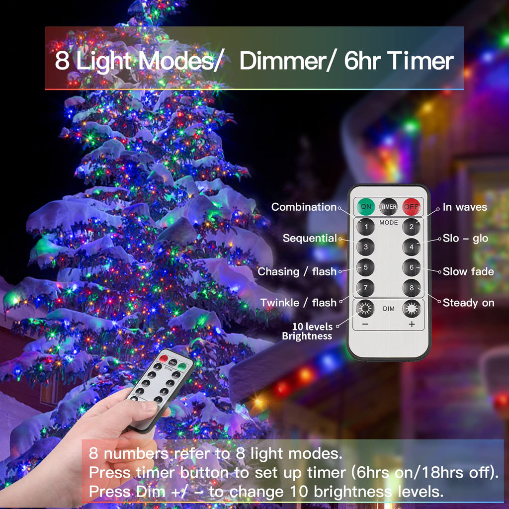 suddus 33ft 100 LED Outdoor String Lights, Multi Color Fairy Lights Battery Operated with Remote, Led Twinkle Lights for Bedroom, Backyard, Wedding, Tree, Mason Jar, Wall, Centerpiece, Christmas