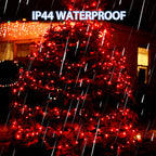 Dazzle Bright 2 Pack Solar String Lights Outdoor, Total 80FT 240LED Solar Powered Waterproof Fairy Lights 8 Modes, Copper Wire Lights for Christmas Patio Party Tree Yard Decoration (Red)