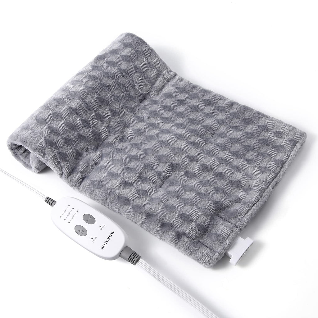 ROYGROW Weighted Heating Pad with 2 Massager, Electric Massaging 5lbs Heating Pad for Back Neck Shoulder with Massaging Vibration, 3 Heating Levels & 3 Massage Types, 12” x 24”