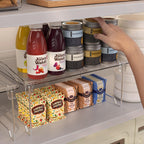 2 Pcs Cabinet Organizer Shelf, Stackable Kitchen Counter Shelves, Spice Rack,Countertop Organizers, Clear Plastic Storage Shelves Rack for Makeup,Bathroom,Cupboard,Desk,Pantry Organization