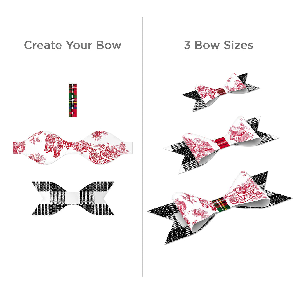 Hallmark Holiday Plaid Wrapping Paper with Cutlines and Optional DIY Bow Templates on Reverse (3 Rolls: 120 Sq. Ft. Ttl) Red Toile, Black and White Buffalo Check, Christmas Plaid