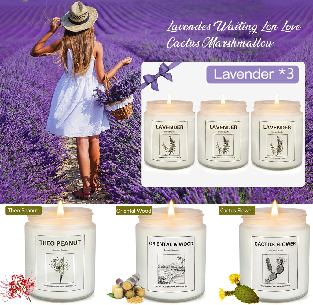 6 Pack Scented Candles, Aromatherapy Candles Gifts Set for Women, 42.6 oz 300 Hour Long Lasting Candles, Lavender Candle for Yoga | SPA | Relaxing, Birthday, Valentine, Christmas, Anniversary Present