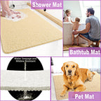 Shower Mats Non Slip,16x35.6'' Long Bathtub Mat Non Slip for Bathroom Tub,Shower Mats for Showers Anti Slip for Elderly,Loofah Anti Slip Shower Matt,Shower Stall Mat for Inside Shower-White