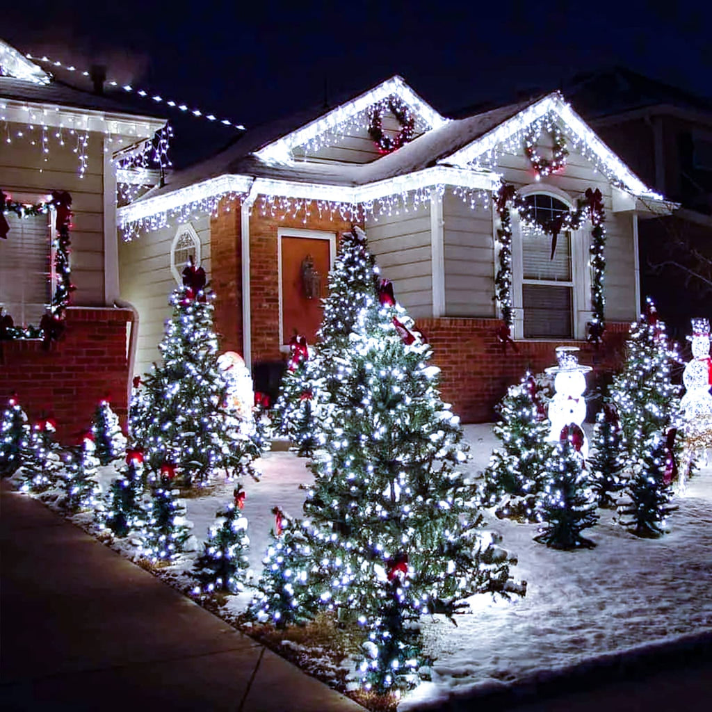 POTIVE 2 Pack Each 100 LED Solar Christmas Lights, 42.7 Ft Green Wire Solar String Lights Outdoor Waterproof, 8 Modes White Solar String Lights for Christmas Valentines Wedding Tree Patio Decorations
