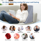 COOLBEBE Bed Wedge Pillow for Sleeping, 12" Elevated Wedge Pillow for Sleep Apnea with Washable Cover, 12Inch Foam Wedge Triangle Pad for Acid Reflux, Gerd, Snoring and After Surgery(Grey)