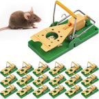 Qualirey 12 Pcs Mouse Traps Green Plastic Mice Trap Rat Traps House with Yellow Cheese Color Board Quick Sensitive Effective Mouse Trap Safe Reusable Sanitary Mice Traps for House, Garage, Outside