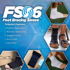 OrthoSleeve FS6 Foot Bracing (Single Sleeve) treats Plantar Fasciitis, Achilles Tendonitis and relieves heel pain in a soft, moisture-wicking fabric