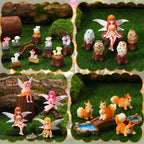 GGSTDDUP 33 Pcs Fairy Garden Accessories Miniatures Garden Kit with Resin Fairies, Mushroom House & Bridge Miniature Accessories for Terrarium, Dollhouse & Outdoor Decor