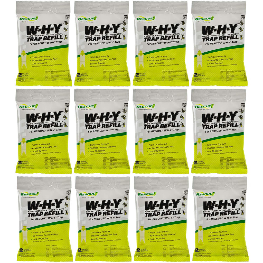 RESCUE! Non-Toxic Wasp, Hornet, Yellowjacket Trap (WHY Trap) Attractant Refill - 2 Week Refill - 12 Pack