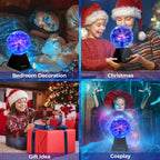 Theefun Blue Plasma Ball: 6 Inch Plasma Globe Touch & Sound Sensitive Plasma Ball Lamp Electric Ball Lightning Novelty Light for Parties, Home, Prop, Decoration, Christmas Gifts