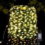 WATERGLIDE Extra Long 328 FT Fairy String Lights, 1000 LED Outdoor Christmas Lights, Green PVC Copper Wire Lights, Plug in 8 Modes & Waterproof for Xmas Tree Holiday Wedding Party Decor, Warm White