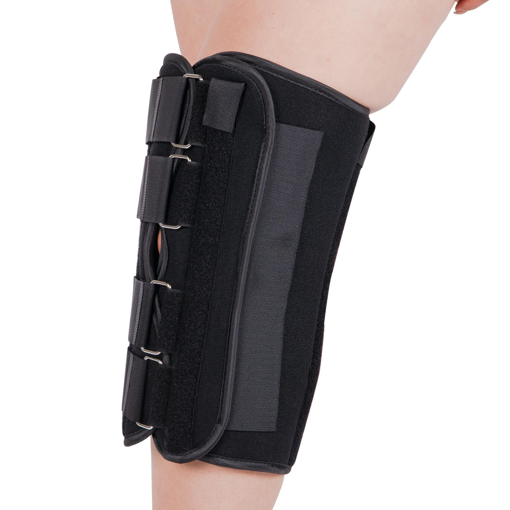 Alpha Medical 14” Long Adjustable Three Panel Orthopedic Knee Immobilizer – Supportive & Adjustable Side Panels – Knee Brace Stabilizer – Knee Immobilization L1830