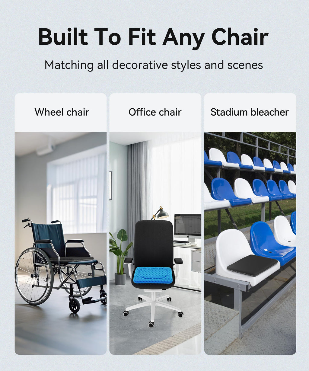 MZYENU Gel Seat Cushion, Cool Chair Cushion for Office Chairs, Driving Car Cushions Breathable, Wheelchair Cushions for Pressure Relief, Back Pain for Seat Cushion, Chair Pad with No-Slip Cover