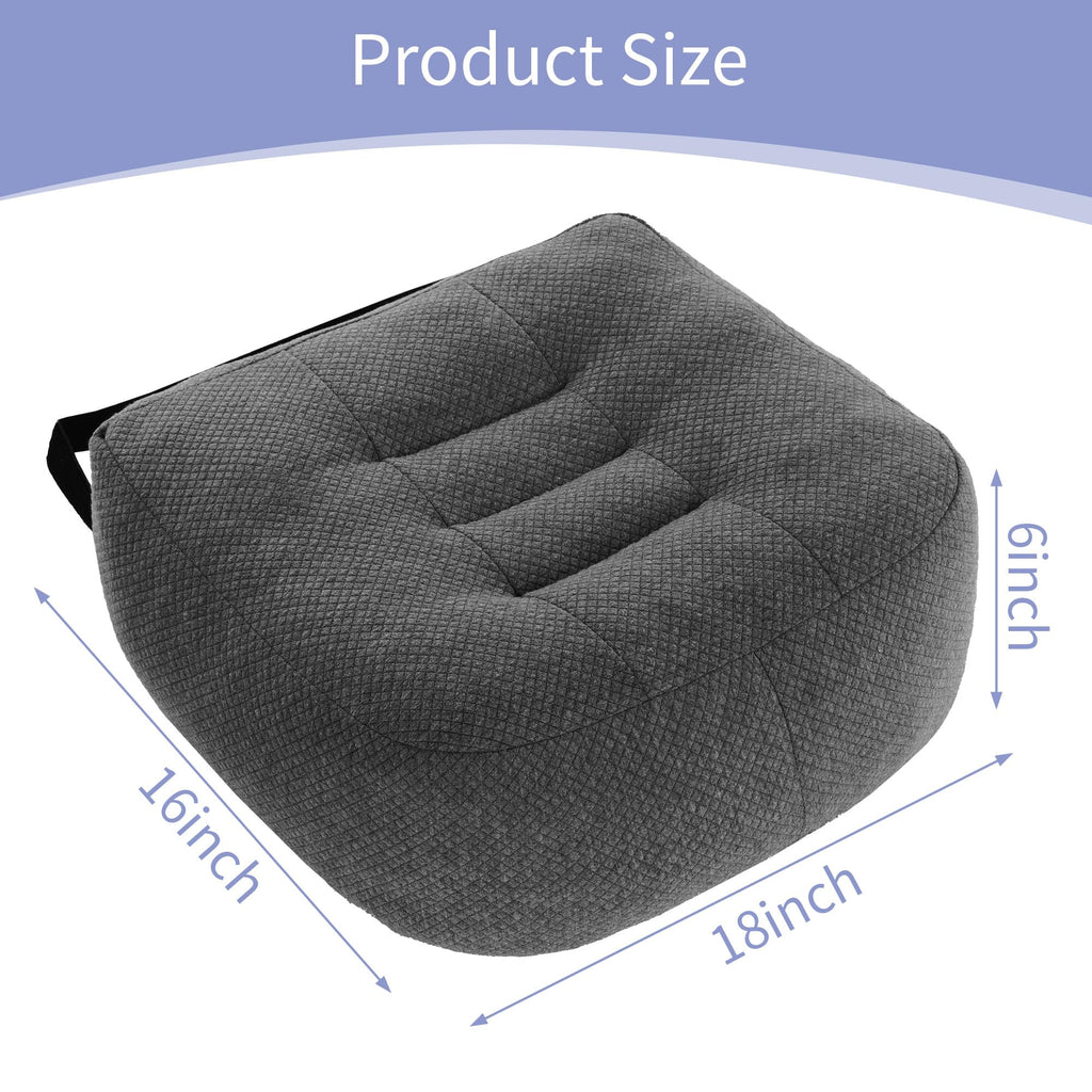 HOMBYS Extra Thick Chair Cushions for Office,6 in Breathable Adult Booster Seat for Car,Car Seat Cushion to Raise Seat Height,Shredded Memory Foam Desk Chair Cushion for Long Sitting,Black