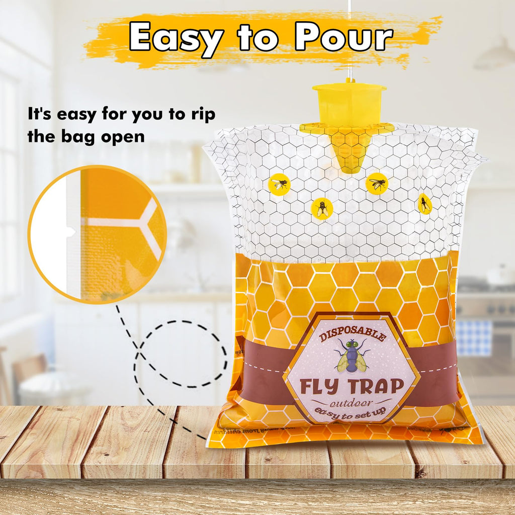 6 Big Disposable Fly Bag, Fly Traps Outdoor Hanging, Ranch Stable Horse Fly Trap Hunter Bait Control for Barn, Farm, Mosquito Bug Catcher and Flying Insect Trap Killer Repellent