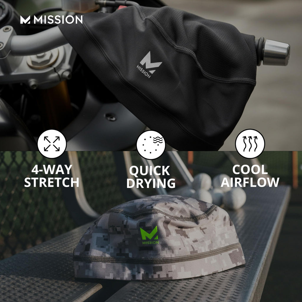 MISSION Cooling Helmet Liner- Cools Instantly When Wet, UPF 50, Wear Under Helmets, Hardhats & More- Digital Camo Gray