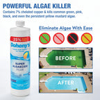 Doheny's Super Algaecide Plus | Pro-Grade | Effective Against Most Algae Types | 7.1% Chelated Copper (Chelated to Reduce Staining) | Non-Foaming, No Clouding | Safe to Swim After Use | 40oz Bottle
