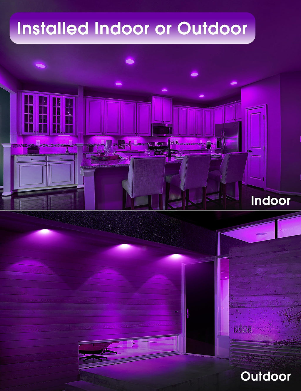 Purple Flood Light Bulbs Outdoor 2 Pack, Par38 LED Purple Light Bulbs Not-dimmable15W(100W Equivalent) E26 Purple Light Bulb Halloween Christmas Decorations Light Bulbs for Porch Home Holiday Lighting