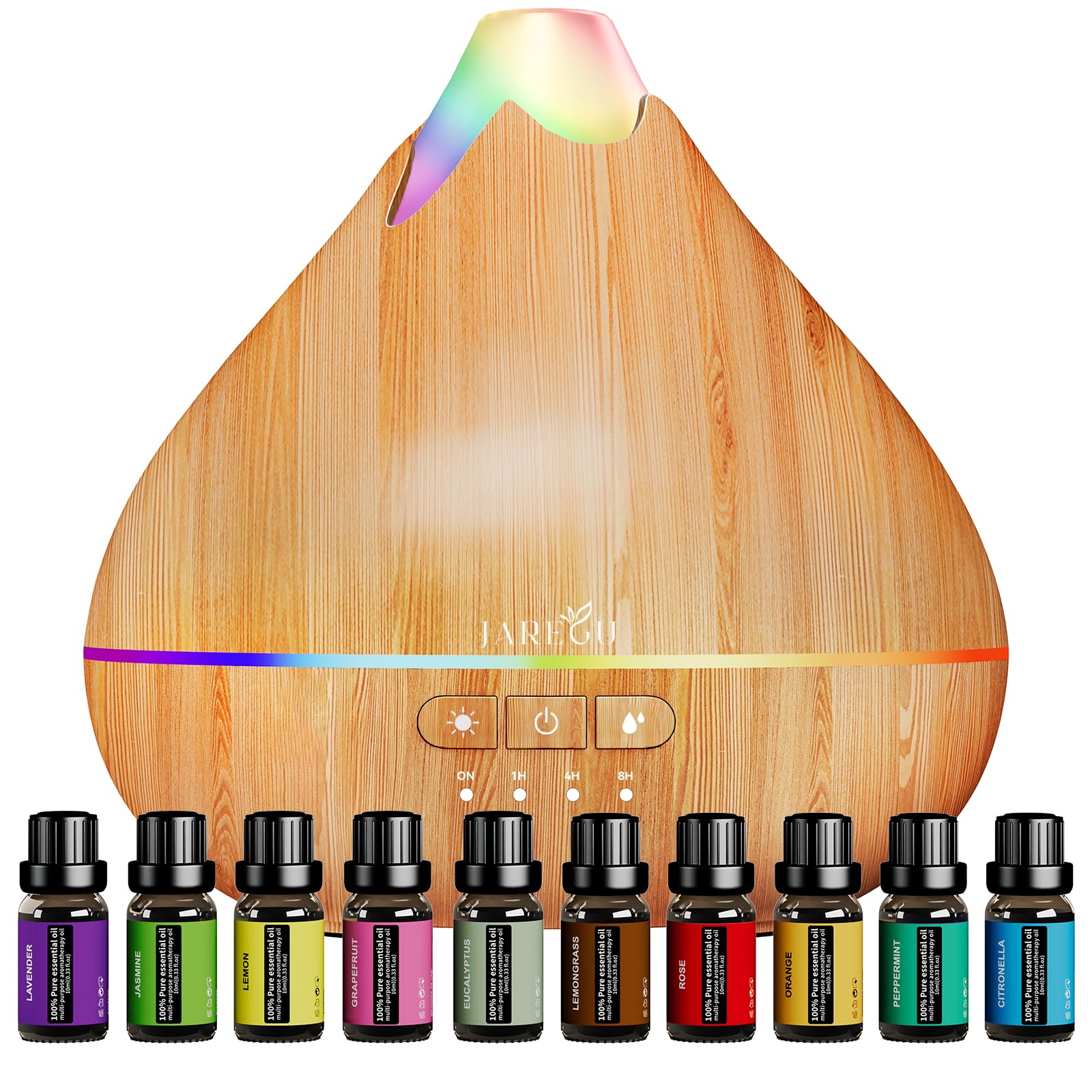 Essential Oil Diffusers for Home with Top 10 Oil Diffuser Gift Sets, 550ml Aroma Diffuser for Essential Oils Large Room, Ultrasonic Cool Mist Diffuser Auto Shut-Off 4 Timers 15 Colors (Yellow)