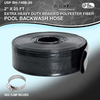 U.S. Pool Supply Pool Backwash Hose 2 Inch Diameter x 25 Feet - Discharge Hose for Pump, Sand Filter & Sump Pump Hoses - Burst Resistant Lay Flat Drainage Hoses for Inground & Above Ground Pools