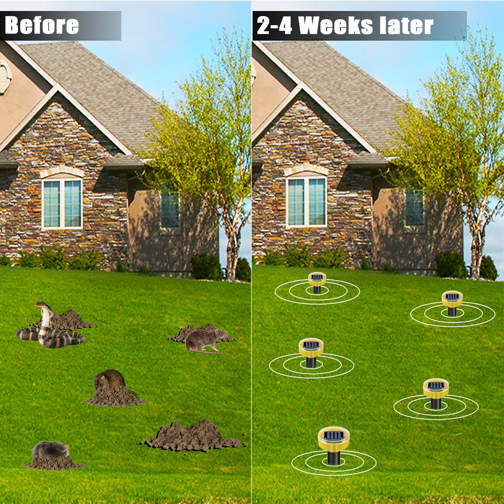 Snake Repellent for Yard 10 Pack, Ultrasonic Mole Repellent,Solar Powered Gopher Repeller Sonic Mole Deterrent Spikes, Snake Gopher Mole Vole Repellent Outdoor for Lawn Garden & Yard